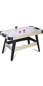 58in Folding Air Hockey Table, LED Hockey Game, Hockey Table Gaming Set w/2 Pucks, 2 Pushers