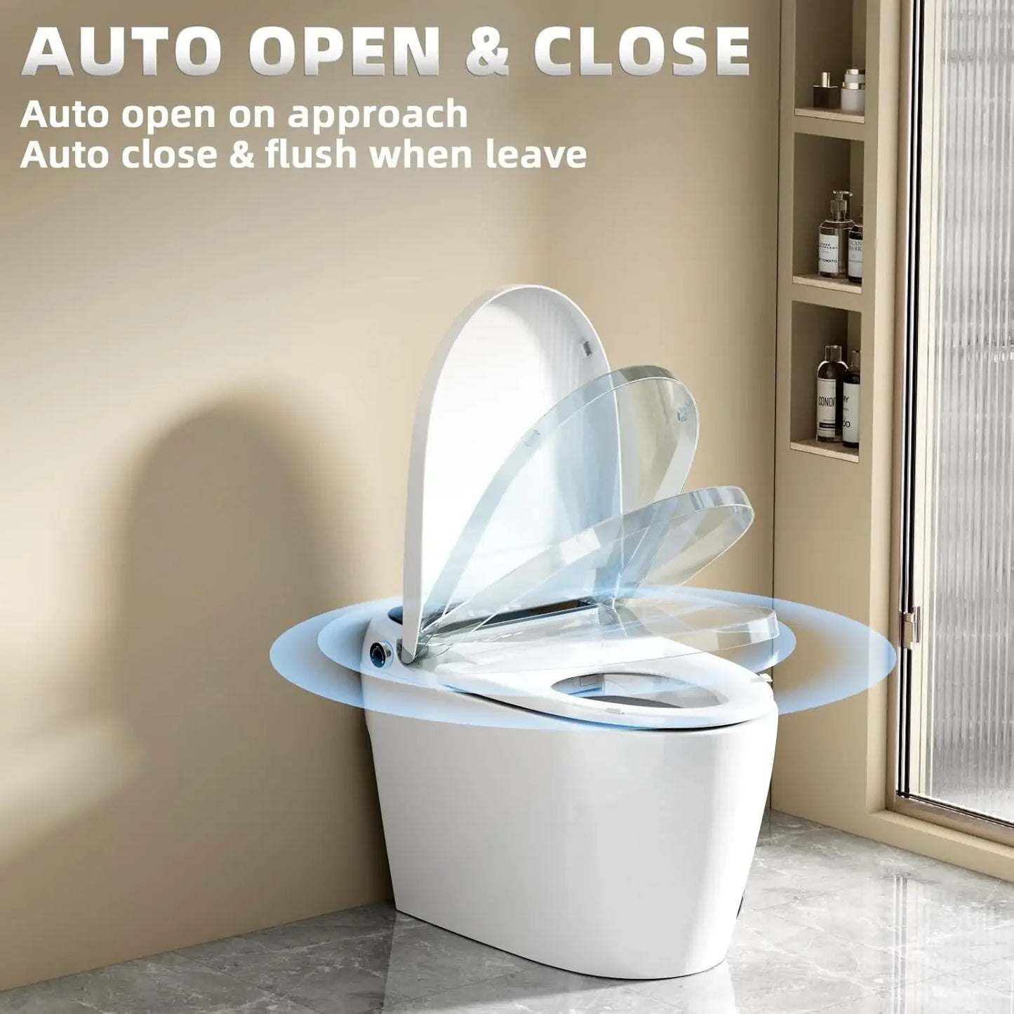 Tankless Smart Toilet/Bidet One-piece Bidet Toilet Seat Auto Flush Auto Open & Auto Close Heatd Seat