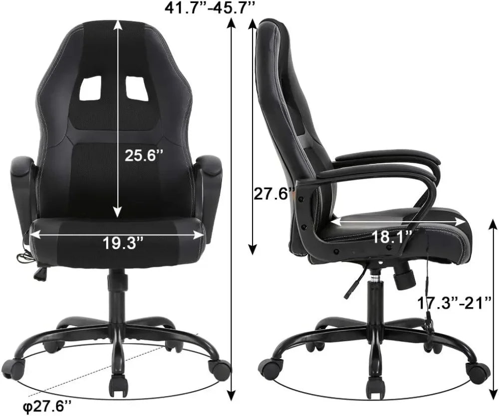 PC Gaming Chair Massage Office Chair Ergonomic Desk Chair Adjustable PU Leather Racing Chair