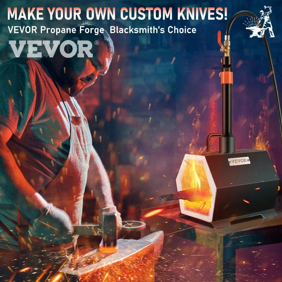 Propane Forge Portable Single Burner Tool and Knife Making Large Capacity Blacksmith Farrier Forges