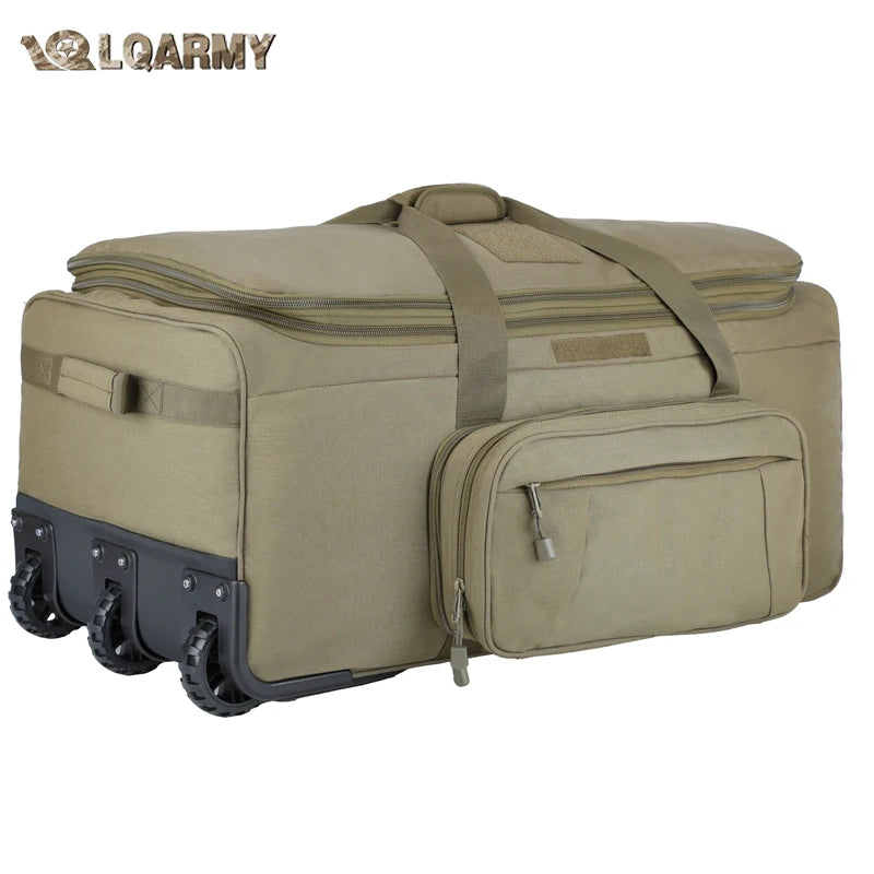 LQARMY 124L Outdoor Camping Travel Bag Large Trolley Case Waterproof Nylon Practical Travel Handbag