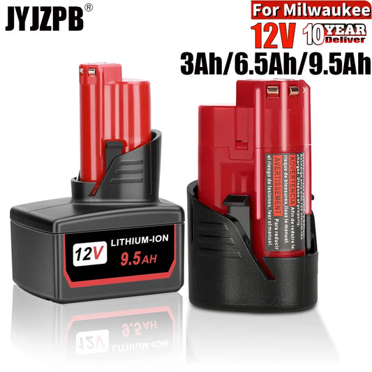 12V Milwaukee Battery 3/6.5/9Ah/Milwaukee M12 XC 48-11-2410 48-11-2420 48-11-2411 Compatible