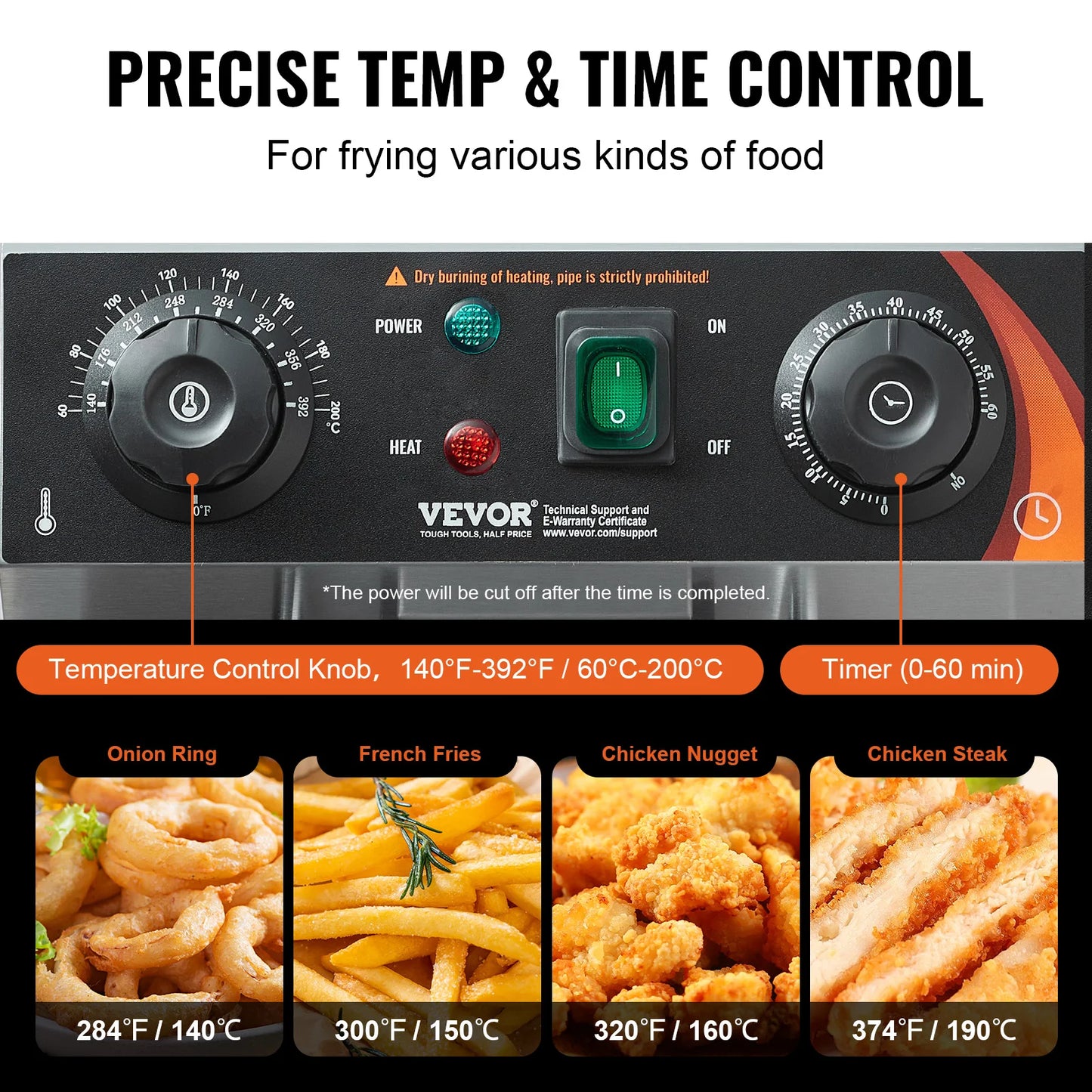 SucceBuy Commercial Deep Fryer Electric Countertop Fryer 11.6Qt Stainless Steel Single Oil Fryer