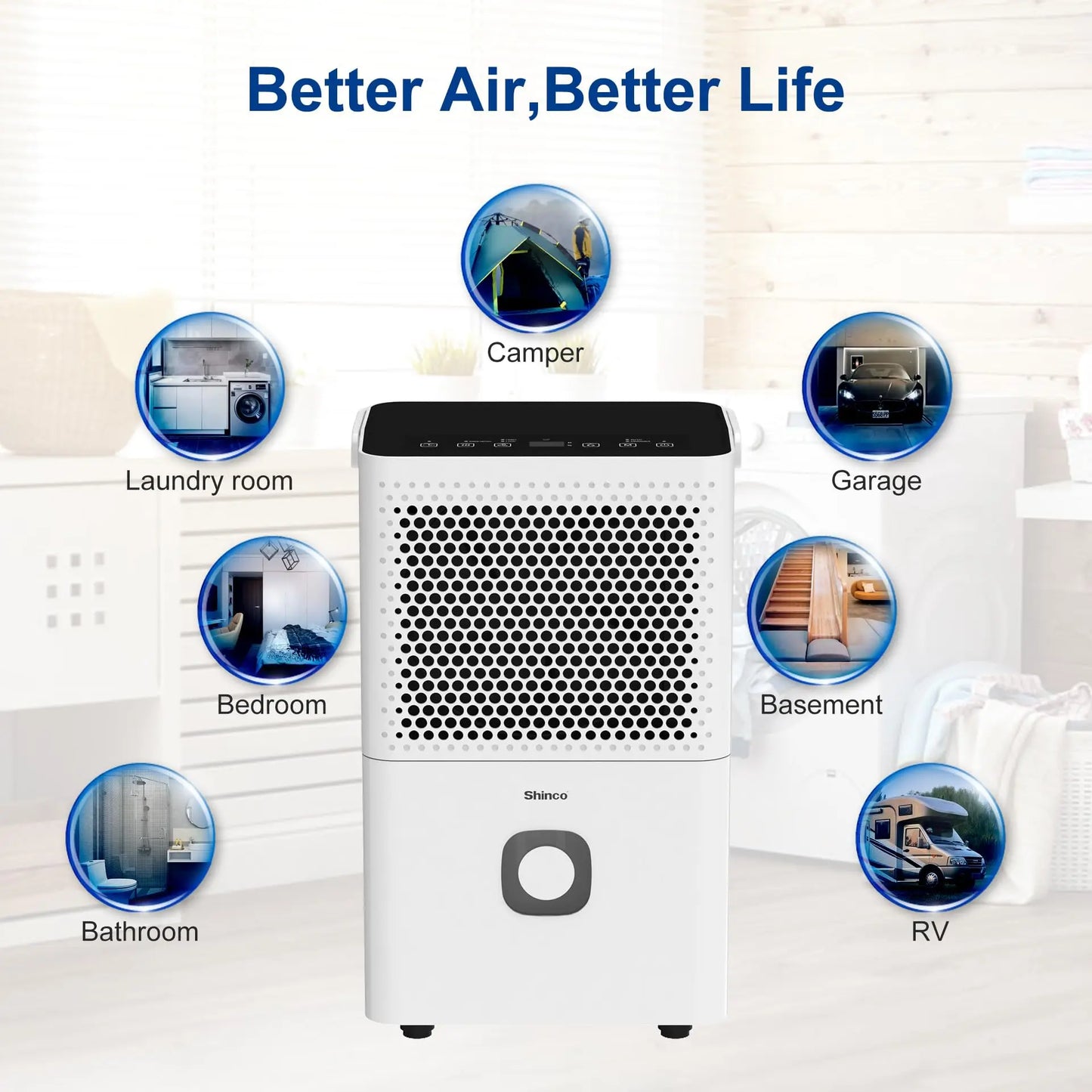 Shinco 30 Pints Dehumidifier for Home and Basements, 1500 Sq.Ft Dehumidifiers with Drain Hose