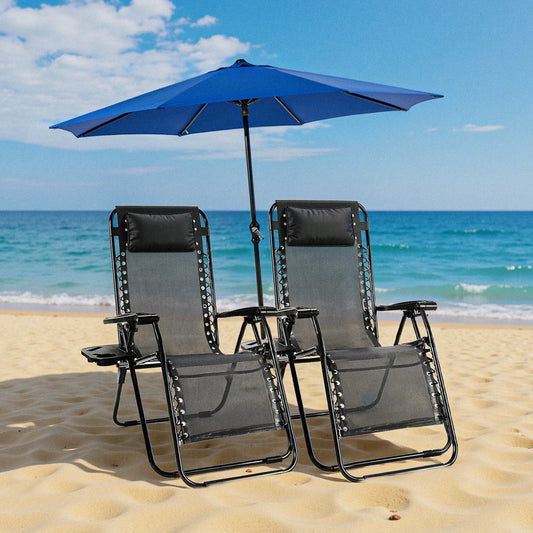 JHK Zero Gravity Portable Recliner Camping Patio Outdoor Garden Lounge Chair with Cup Holder Trays