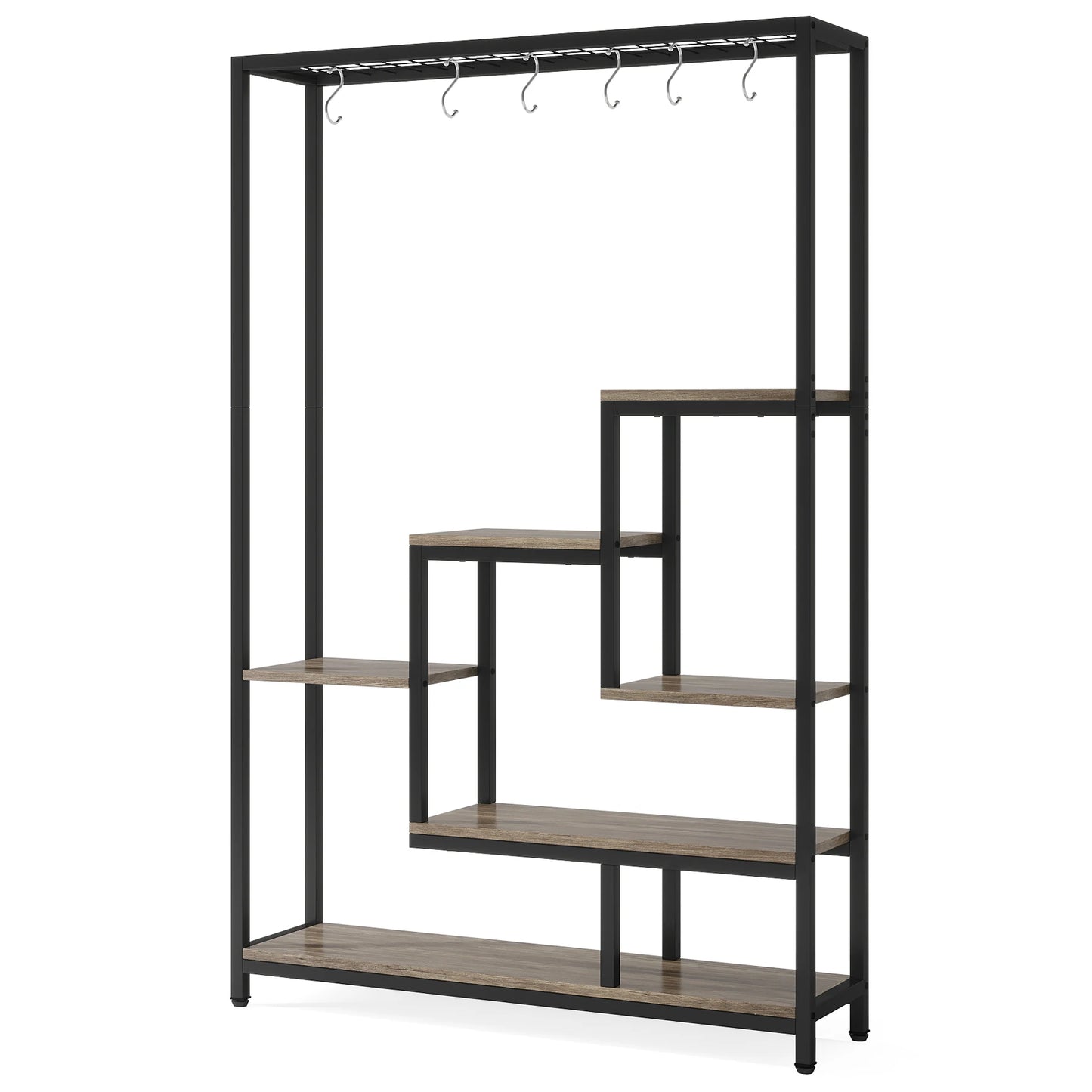 Tribesigns 5 Tiers Tall Indoor Plant Stand 70.9" Large Metal Plant Shelf+10 PC S Hanging Hooks