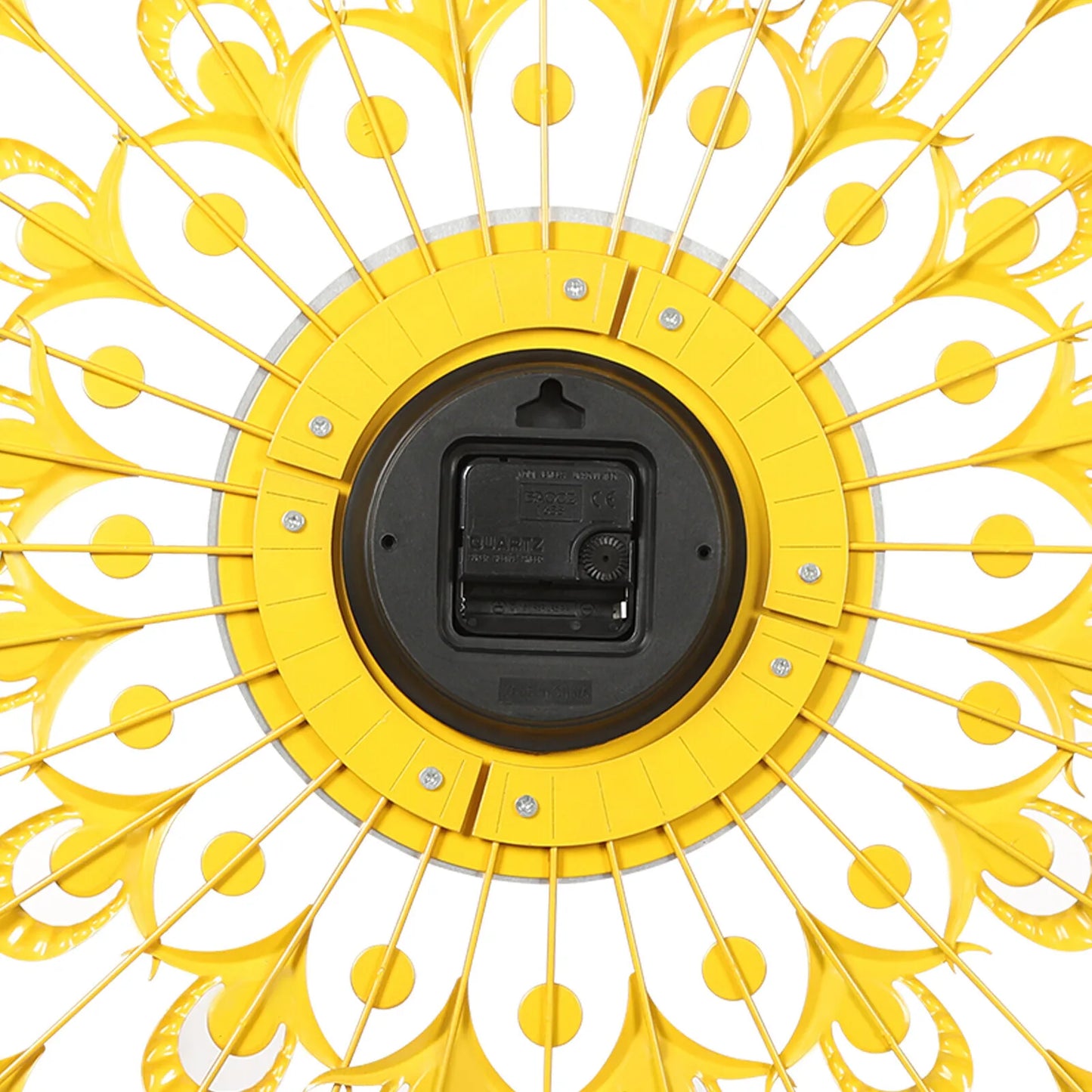 Peacock Feather Wall Clock 24" Gold, Silent Quartz Movement Large Clock, Modern Artistic Wall Decor