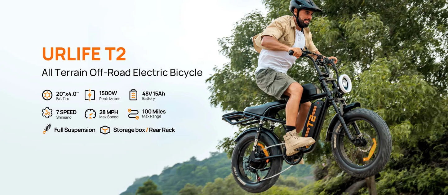 Peak 1500W Electric Mountain Bike w/48V 15.6Ah Removable Battery/28MPH 100 Mile Range, 20" X 4" Tire