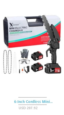 X-ECSTASY 6-Inch Battery Powered Chainsaw Kit w/Safety Features & Rechargeable Batteries