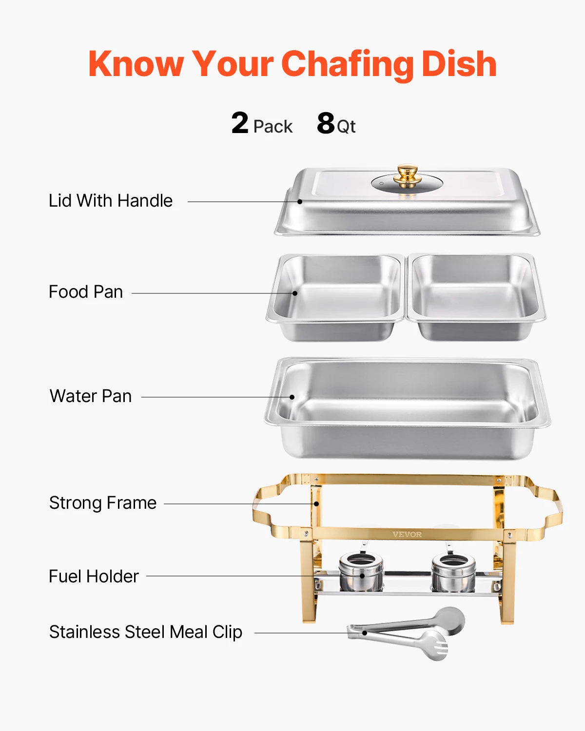 SucceBuy 2/4 Pack Chafing Dish Buffet Set Stainless Steel Chafer with Half Size Pans Rectangle