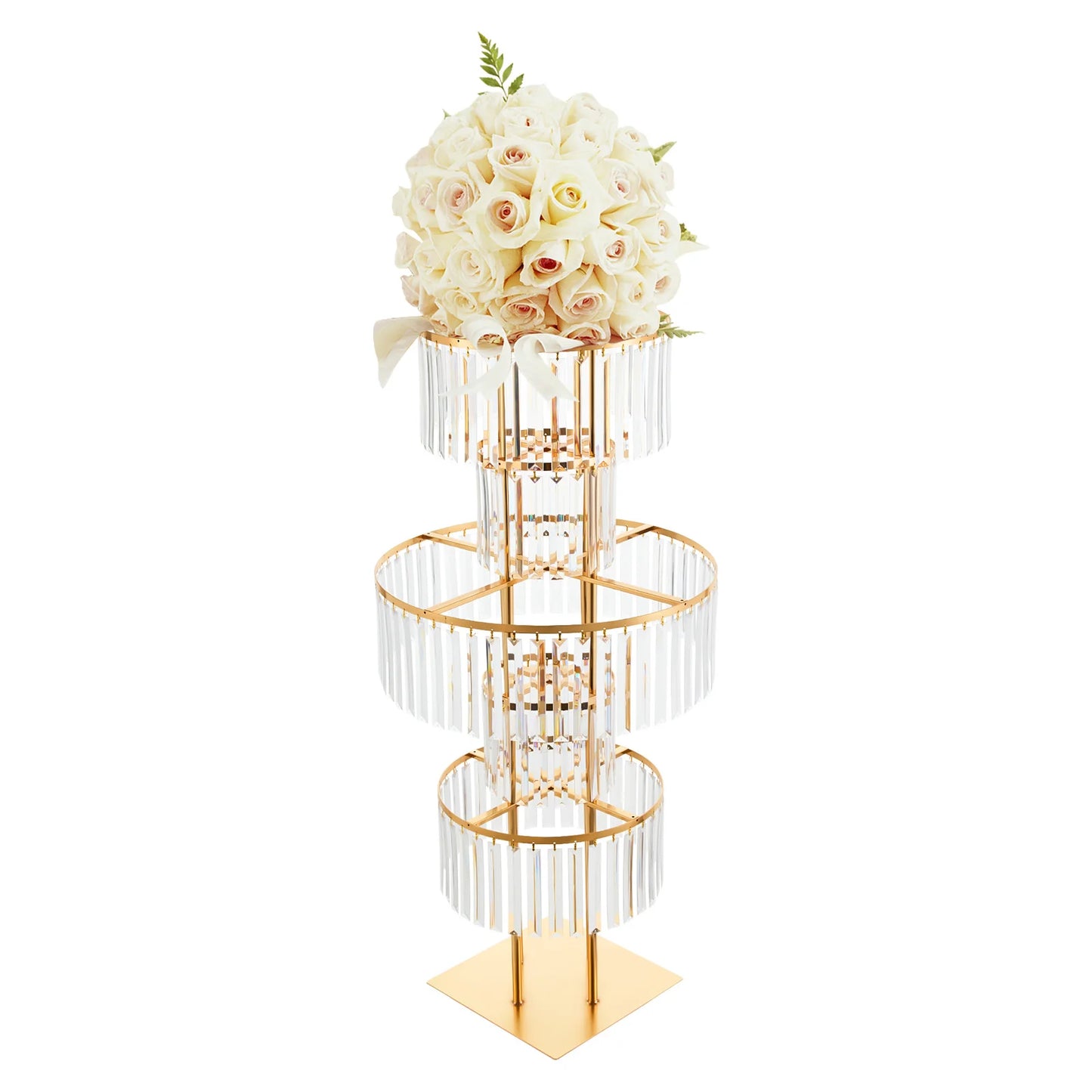 5 Tiers Gold/Silver Wedding Centerpieces Flower Stand Vase Centerpiece Acrylic Flower Stand
