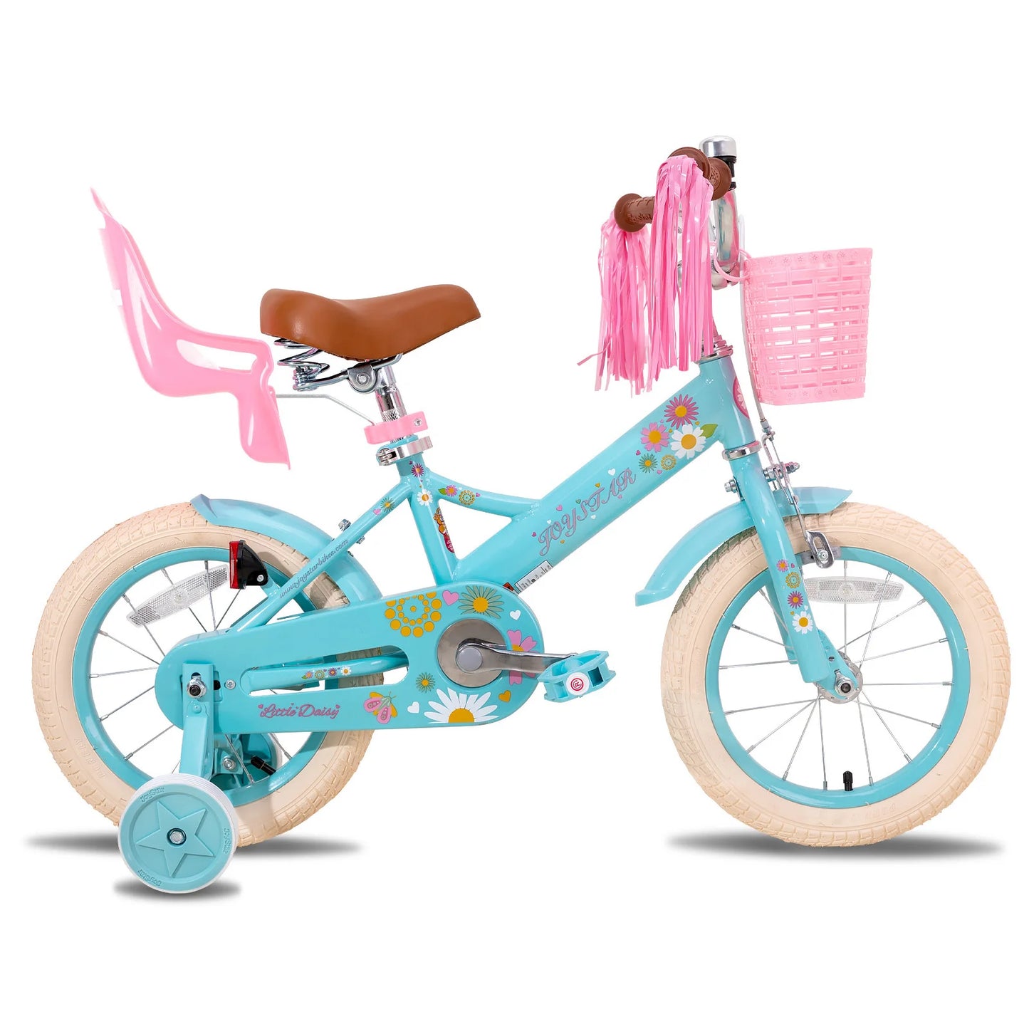 JOYSTAR Kids Bike 2-7 Years, 12 14 16" Girls Bike w/Doll seat, Boys Bike w/ Flag & Plate