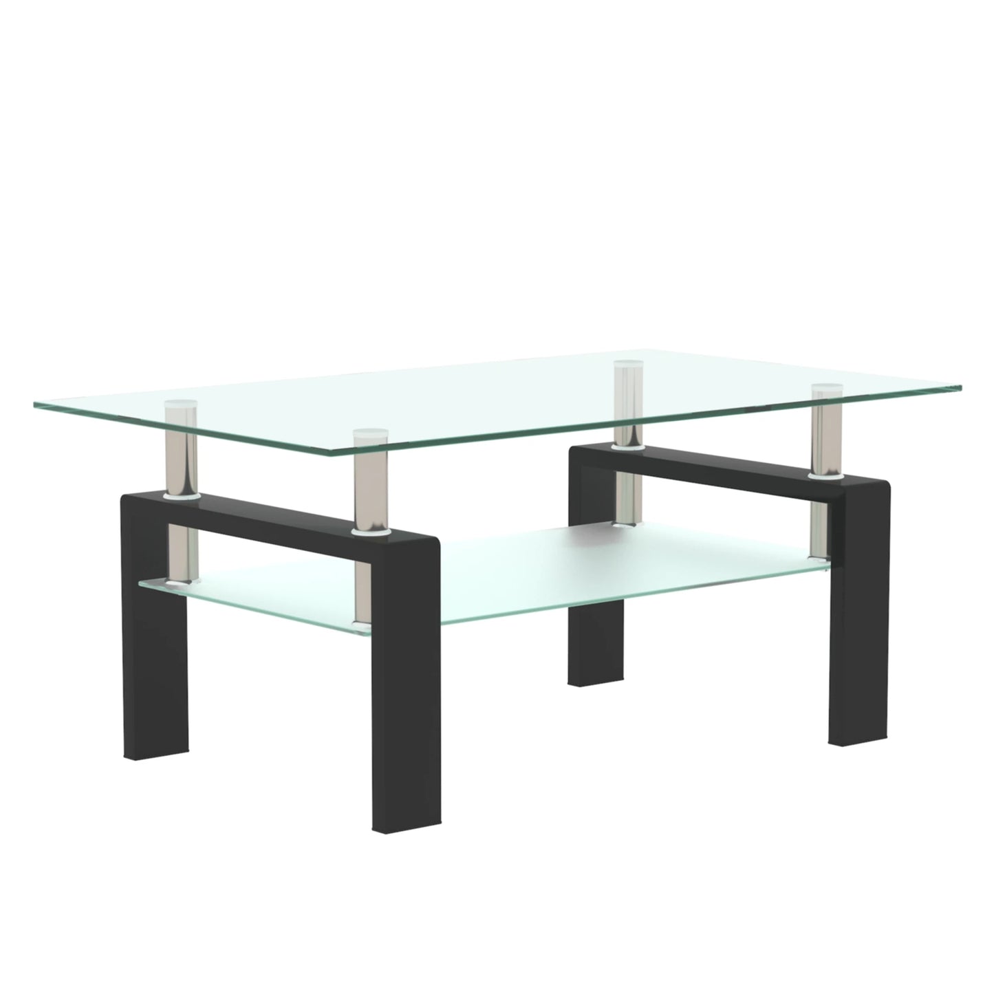 Rectangle Black Glass Coffee Table, Clear Coffee Table, Modern Side Center Tables/Furniture
