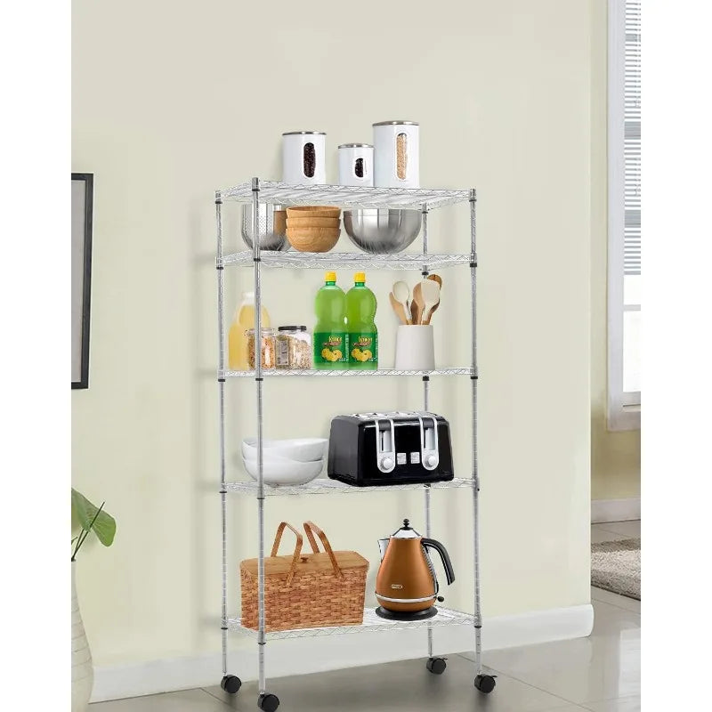 Storage Shelves 2100Lbs Capacity, 6-Shelf on Casters 48" L×18" W×72" H Commercial Wire Shelving Unit