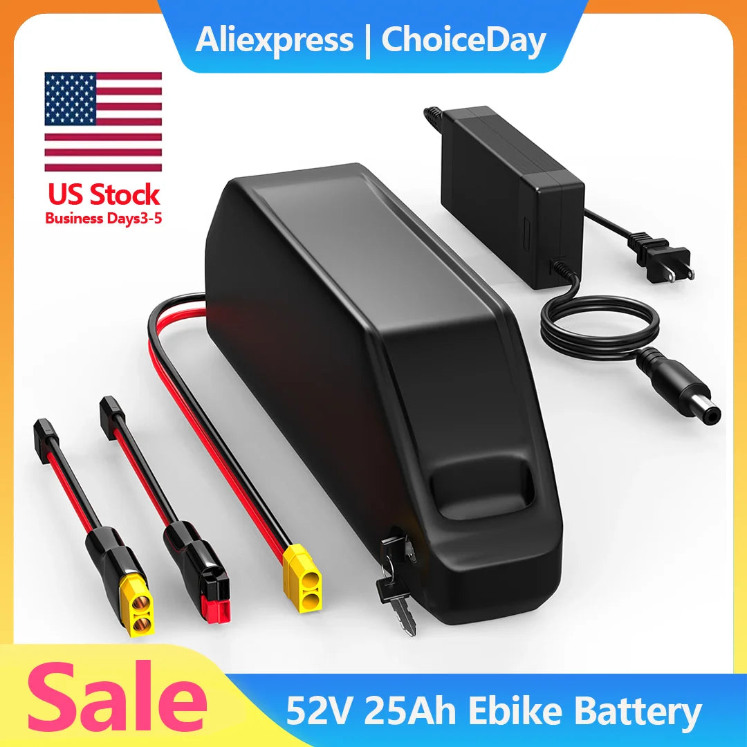 Hailong EBike Battery 52V 25Ah/50A BMS SamSung 21700 50G Cells Lithium E-BIKE 100W-2500W & Charger