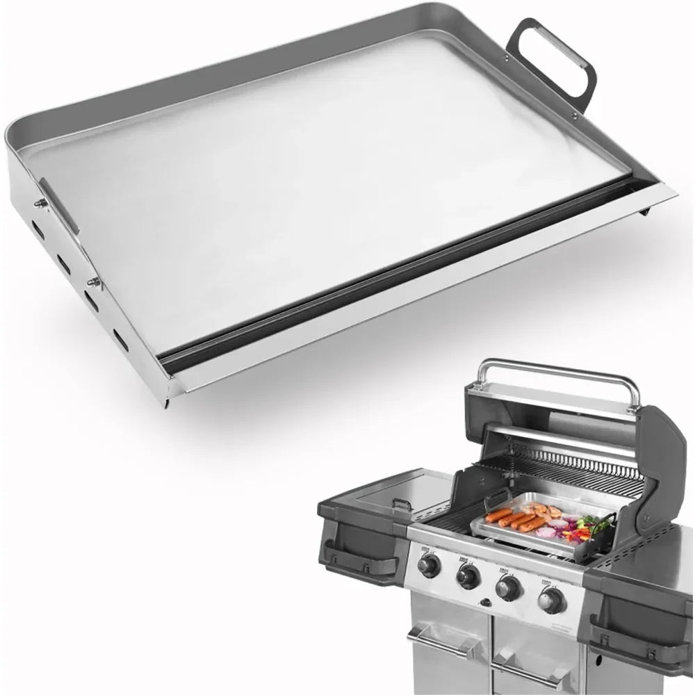 Griddle for Gas Grill, Flat Top Grill with Removable Grease Tray, 23" X 16" Stainless Steel Griddle