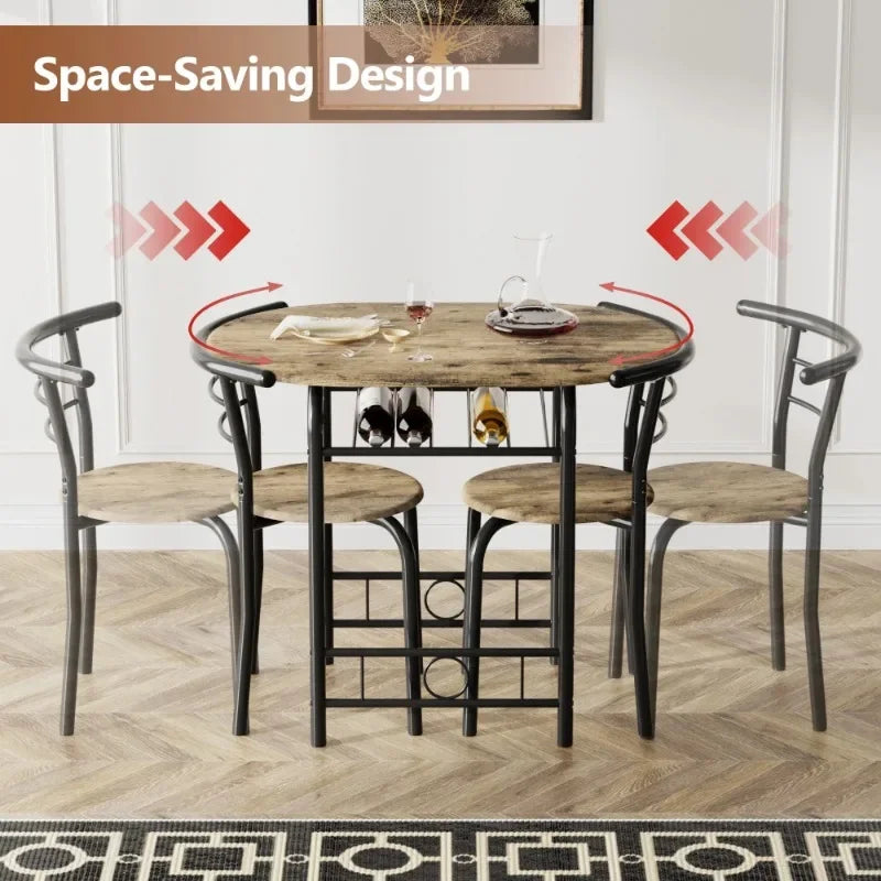 Vineego 3-Piece Small Kitchen Dining Set for 2 Black Wooden Table/Chairs Space Saving Breakfast Set