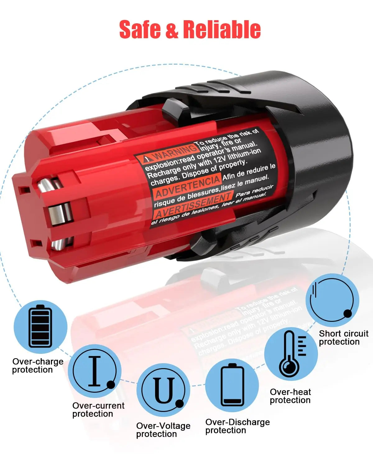 12V Milwaukee Battery 3/6.5/9Ah/Milwaukee M12 XC 48-11-2410 48-11-2420 48-11-2411 Compatible