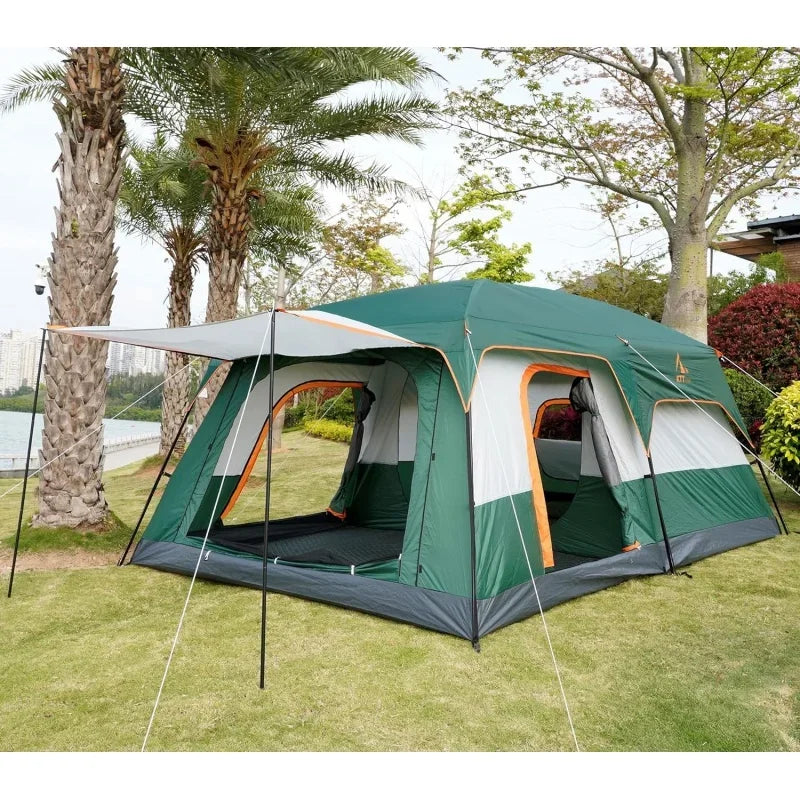 KTT Extra Large Tent 10-12-14 Person(Style-B),Family Cabin Tents,2 Rooms,3 Doors and 3 Windows