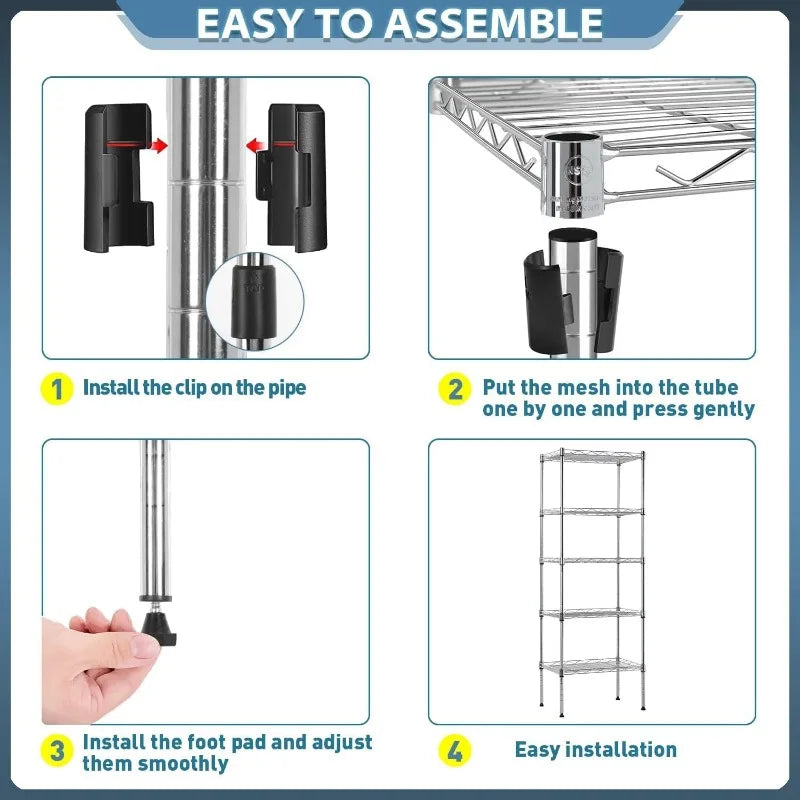 Storage Shelves 2100Lbs Capacity, 6-Shelf on Casters 48" L×18" W×72" H Commercial Wire Shelving Unit