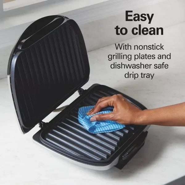 Hamilton Beach Electric Indoor Grill, 6-Serving, Large 90 sq. in. Nonstick Easy Clean Plates