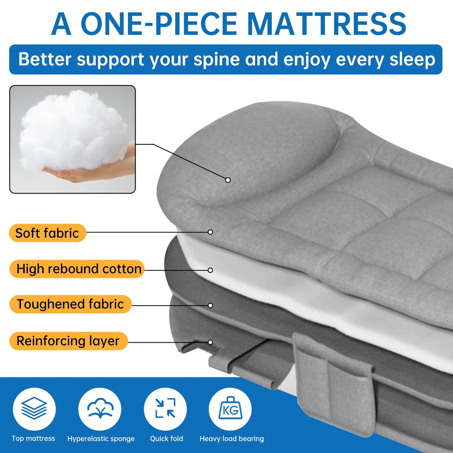 Niceway Adult Ultra Light Camping Bed With Thick Mattress And Soft Pillow Adjustable Angle Outdoor