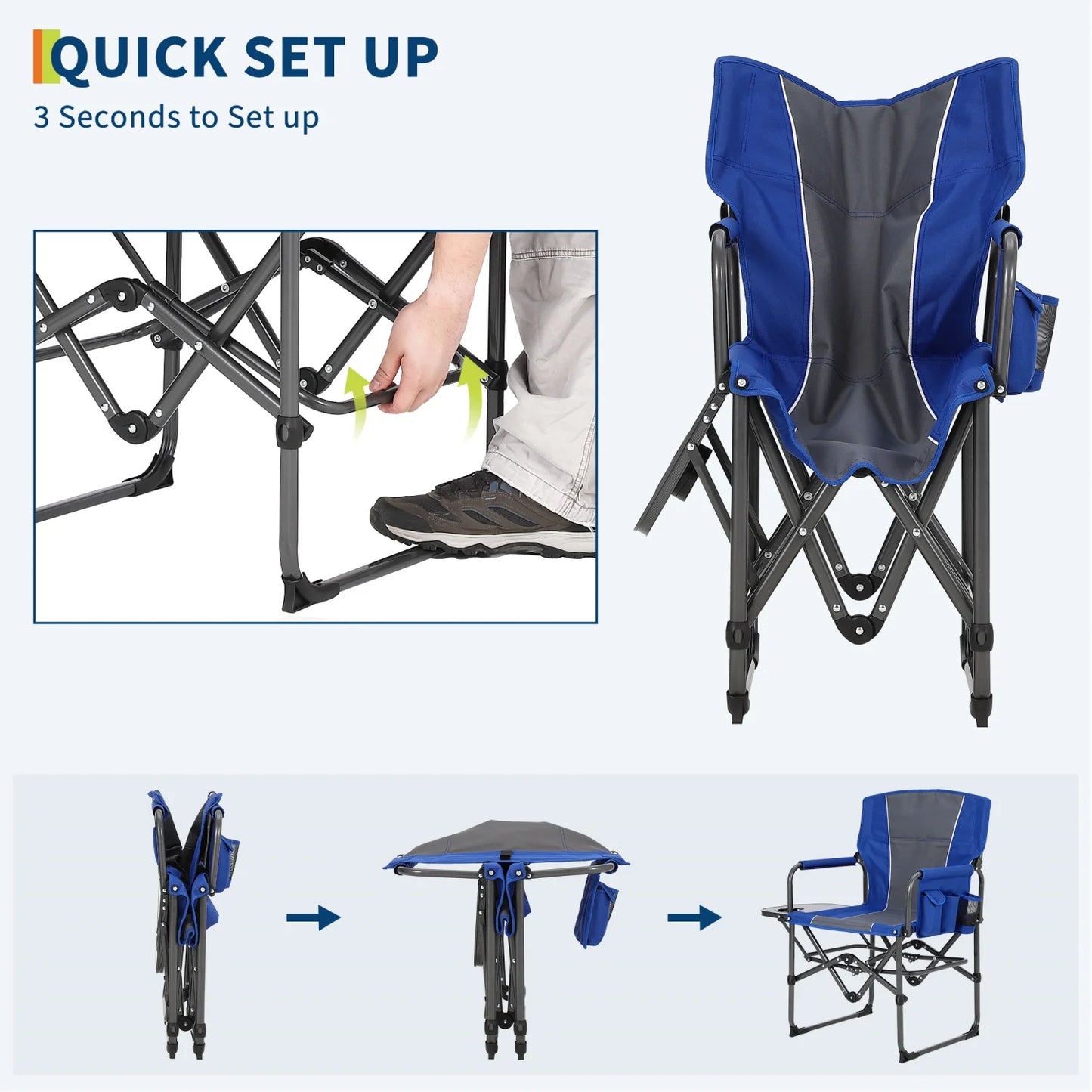 1 Pack / 2 Pack Oversized Heavy Duty Folding Directors Chair for Adults, 400 Lbs Capacity
