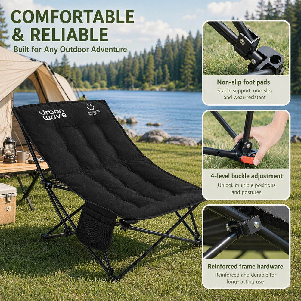 Outdoor folding bed, camping bed with mattress, portable folding bed, 330 Lbs capacity, carry bag