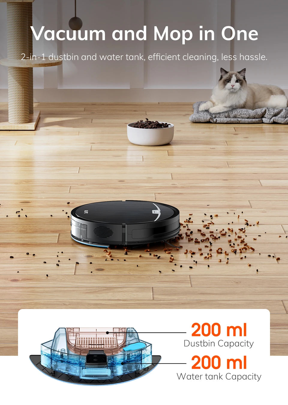 ILIFE V9/V9Pro Robot Vacuum, Self-Emptying, 3000Pa, Gyro Navigation, Schedule, App/Alexa Control