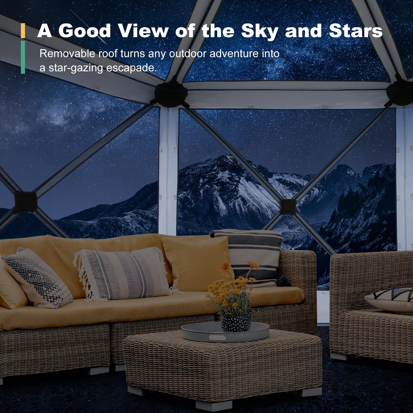 Pop Up Gazebo 12'x12' 6-Sided Screen House Tent for Camping, Instant Stargazing Gazebo Canopy