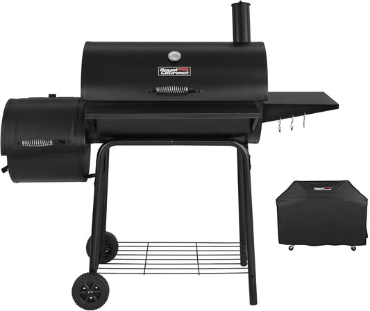 Royal Gourmet CC1830SC Charcoal Grill Offset Smoker w/Cover, 811 Square Inches, Black