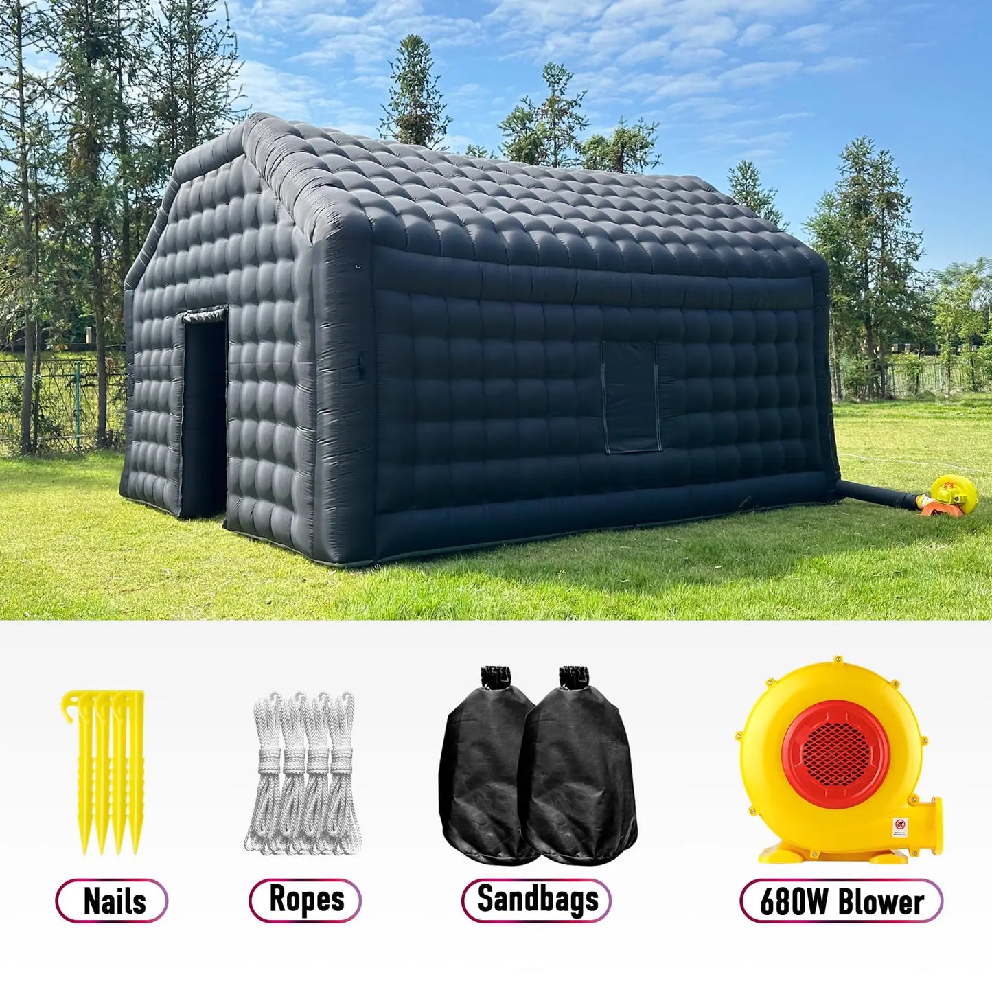 20ft-6m Large Black Nightclub Tent Inflatable Party Tent Inflatable Disco Nightclub Tent Mobile