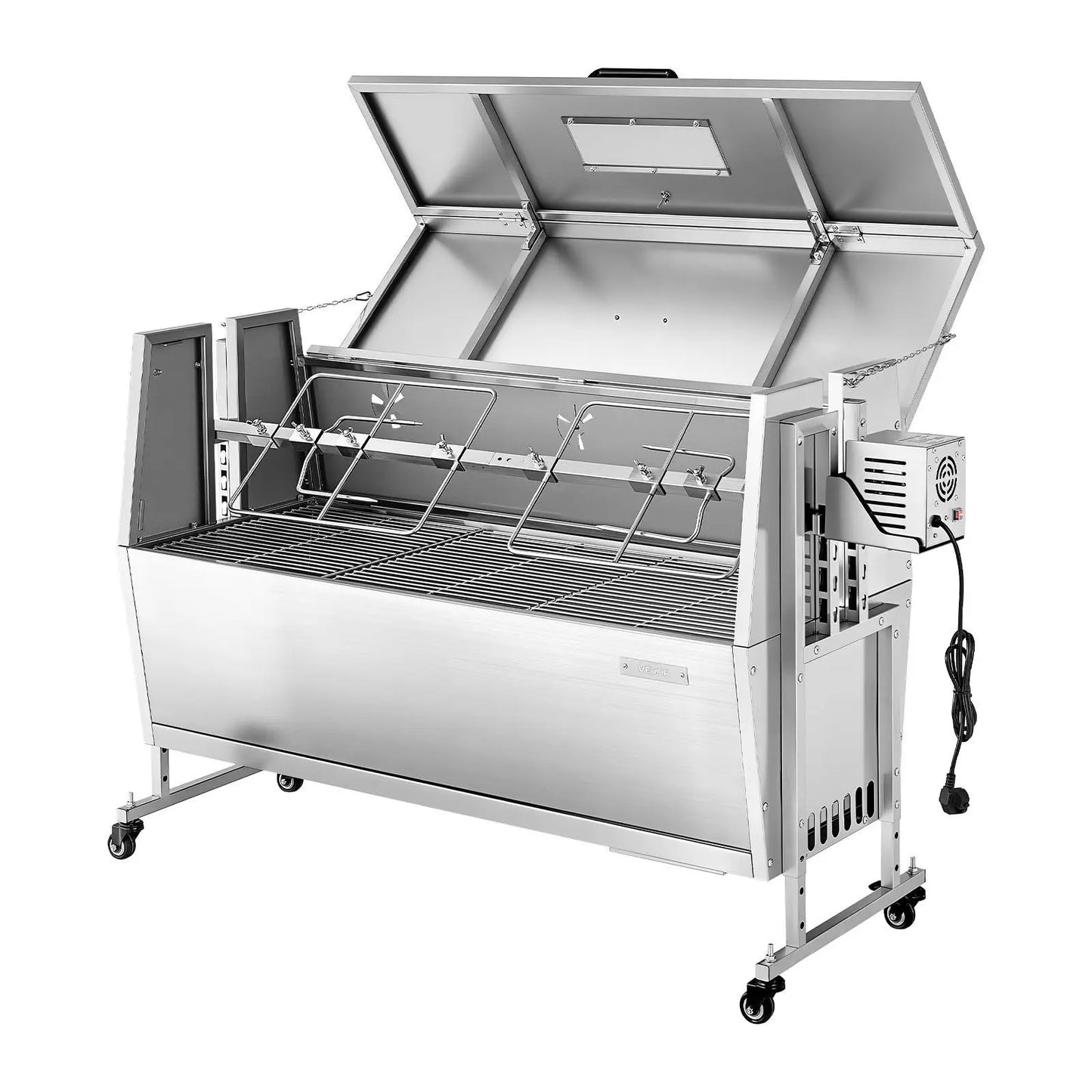 VEVOR Rotisserie Grill, 38W BBQ Pig & Lamb Spit Roaster, Charcoal Spit Roaster/132 LBS/4-Level Height