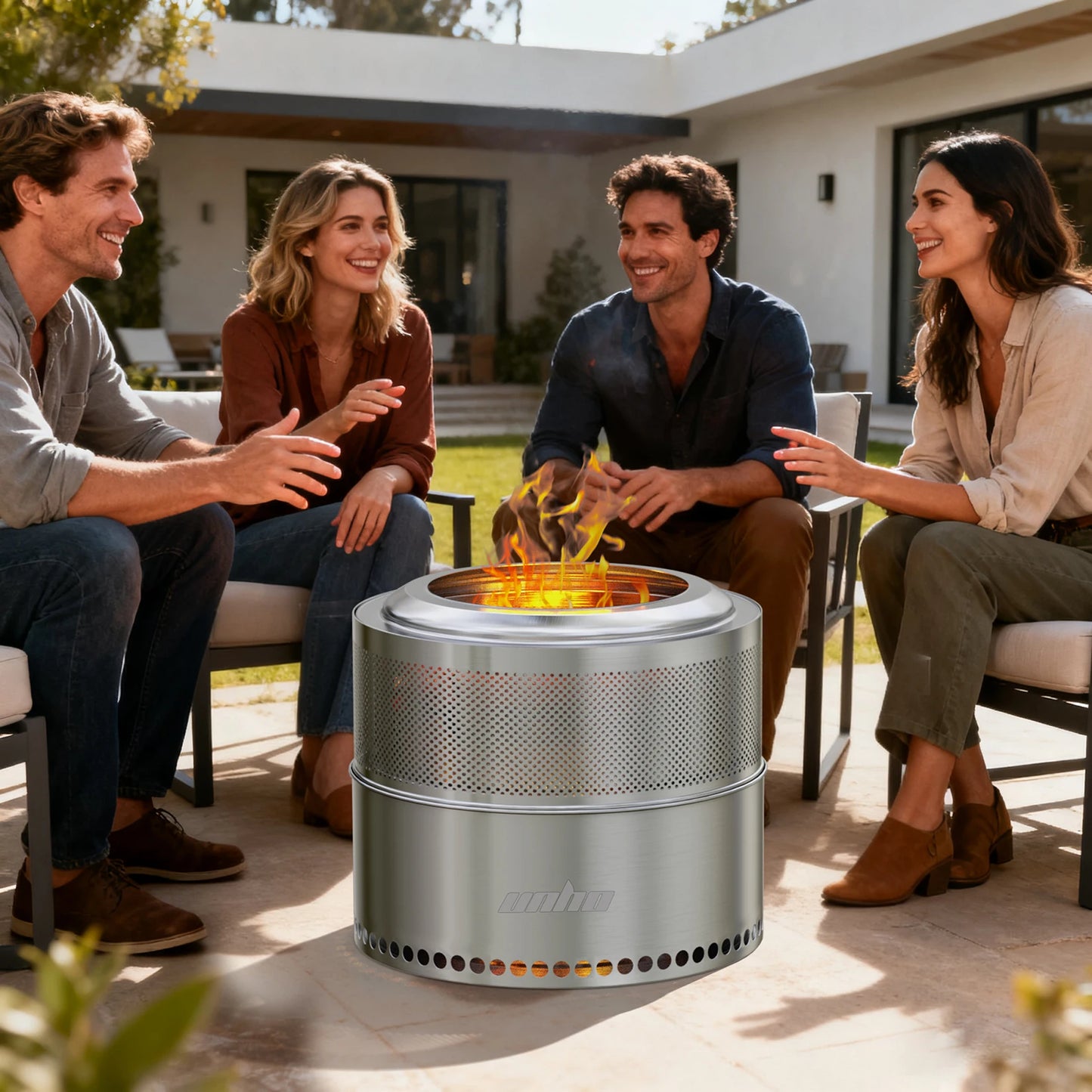 Wood Burning Firepit,Large Stainless Steel Smokeless Fire Pit with Carry Bag, Camping Firewood