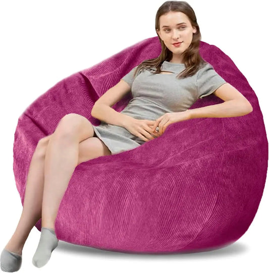 Chair 3Ft Premium Corduroy Ultra Soft Plush Medium Bean Bag Sofa with Memory Foam for Adults