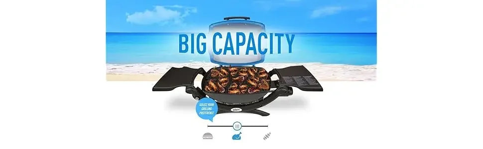 Q1200 Liquid Propane Grill,  Porcelain-enameled cast-iron cooking grates and cast aluminum lid