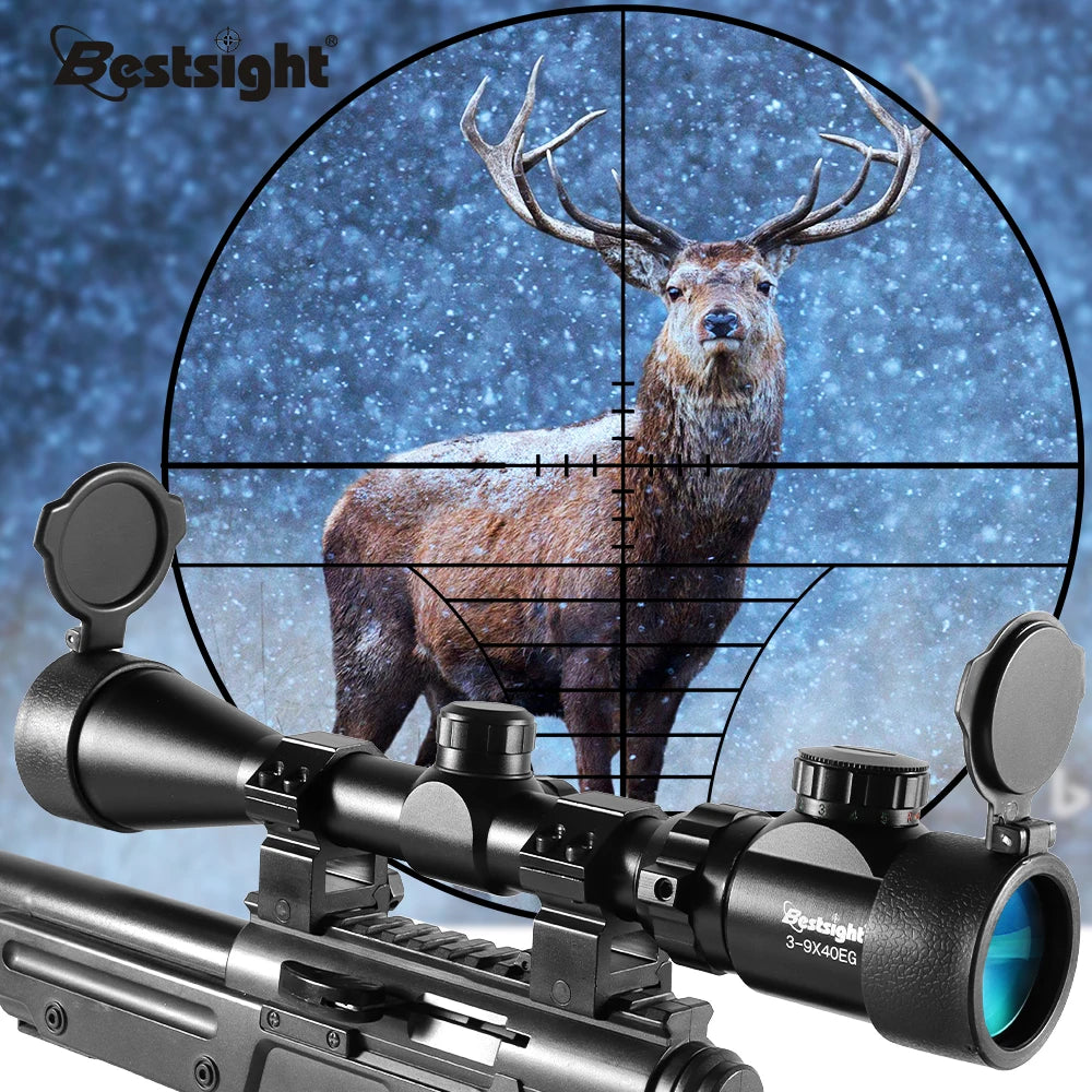 Riflescope 3-9x40Rifle Sniper Scope Red/Green Illuminated Optical/Mounts Mil Dot Fit Free Crosshair