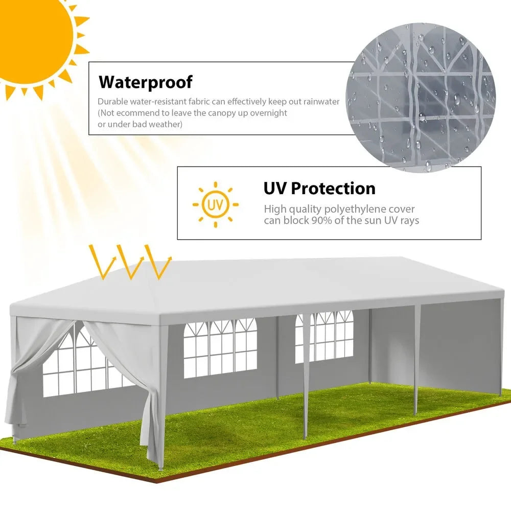 10'x10'/10'x20'/10'x30' Canopy Party Wedding Tent Gazebo Pavilion w/5/6/7/8 Side Walls Outdoor White