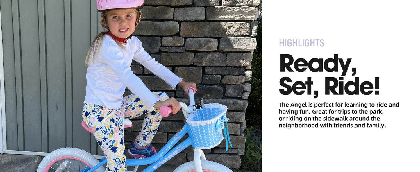 US warehouse Colorful Girls Bike with Basket & Training Wheels 12 14 16 18 Inch Kids Bike Foot Brake