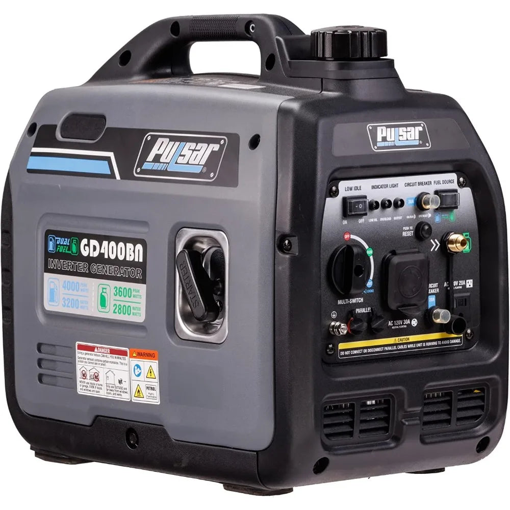 Pulsar 4000W Portable super-quiet Dual Fuel & Parallel Capability RV-Ready CARB Compliant Generator