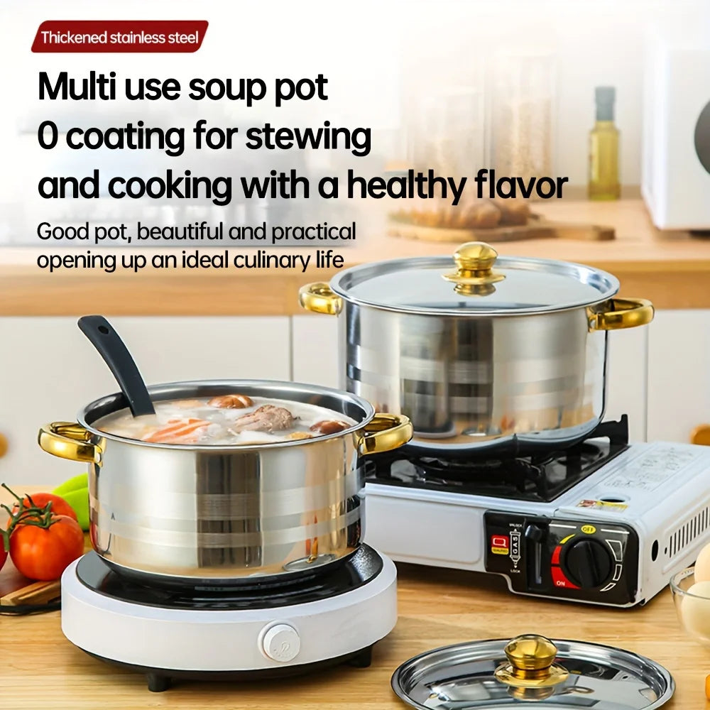 5-Piece Golden Stainless Steel Cookware Set - Durable, Multi-Purpose, Easy to Clean, Non-Stick