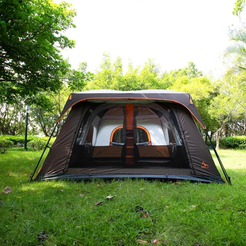 KTT Extra Large Tent 10-12-14 Person(B),Family Cabin Tents,2 Rooms,3 Doors and 3 Windows with Mesh