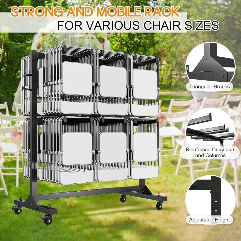 Folding Chair and Table Storage Cart for 84 Chairs or 12 Tables, 1100 lbs Capacity, Pneumatic Wheels