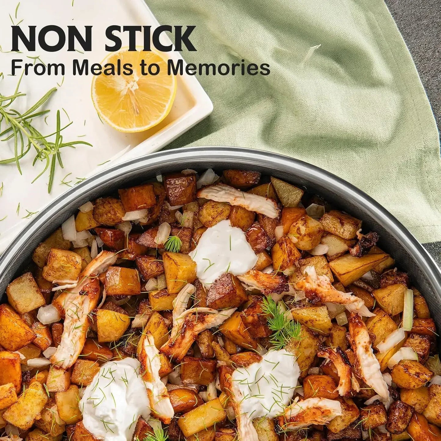 10 Pcs Hybrid Stainless Steel Cookware Sets, Non Stick Frying Pans, Saucepans, Saute Pan & Stock Pot