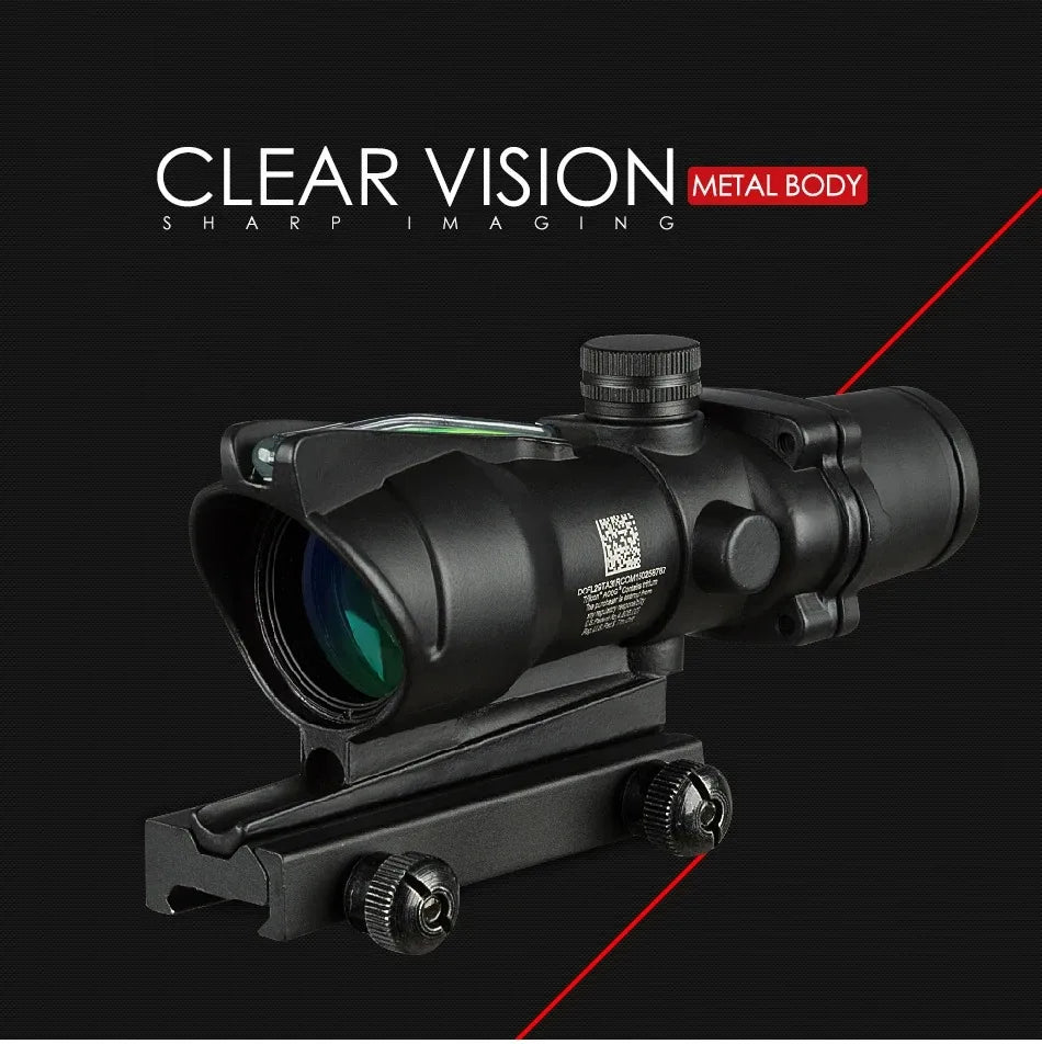 4X32 Hunting Riflescope Real Fiber Optics Green/Red Dot Illuminated Etched Reticle Tactical Sight