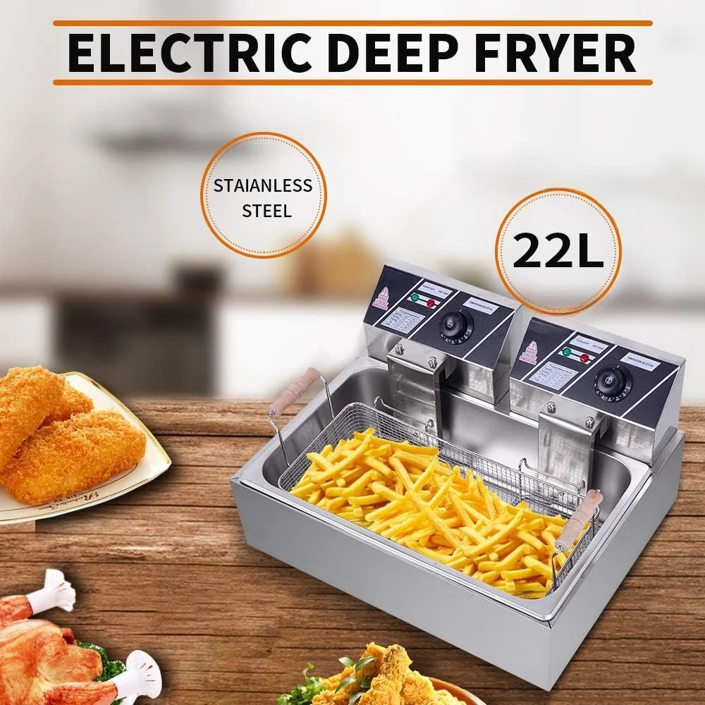 12L Electric Countertop Deep Fryer with Basket & Lid, Electric