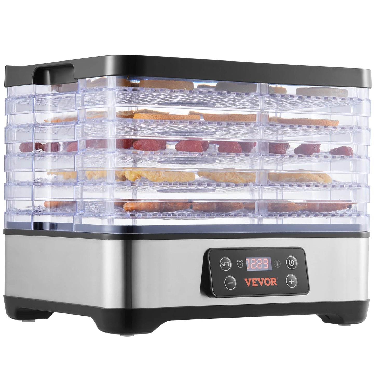 SucceBuy 5 Tray Food Dehydrator Machine 300W Stainless Steel Electric Food Dryer/Digital Adjustable