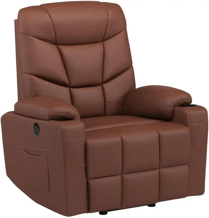 Power Lift Recliner Chair for Elderly with Heated Vibration Fabric Electric Power Recliner Chairs for Seniors Side Pockets