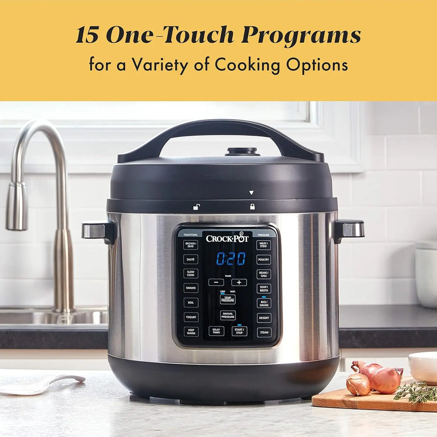 8-Quart Multi-Use XL Express Crock Programmable Slow Cooker and Pressure Cooker with Manual Pressure