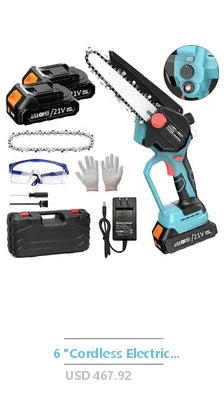 X-ECSTASY 6-Inch Battery Powered Chainsaw Kit w/Safety Features & Rechargeable Batteries